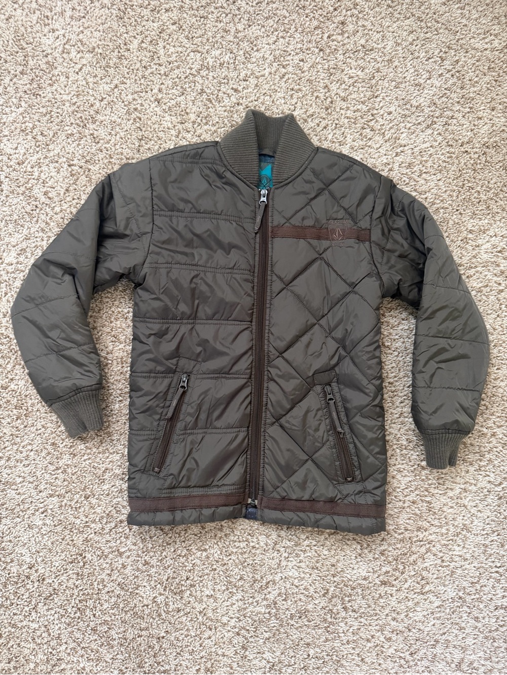 Volcom Kids Quilted Olive Green Puffer Jacket